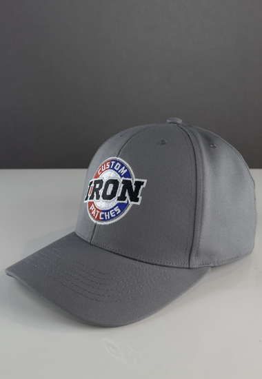 Classic Gray Baseball Cap with Custom Iron Patch for a Timeless Style.