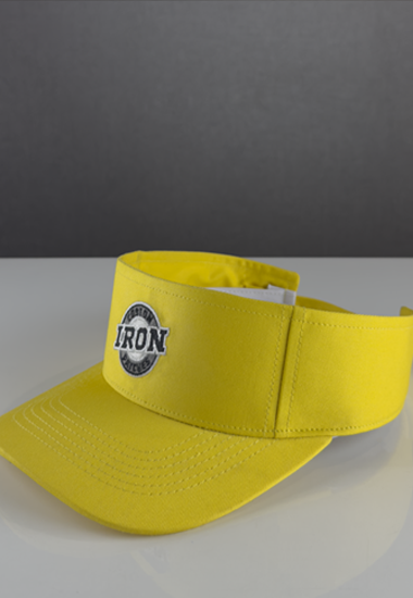 Sporty Yellow and Gray Visor with Custom Iron Patch – Lightweight & Stylish.