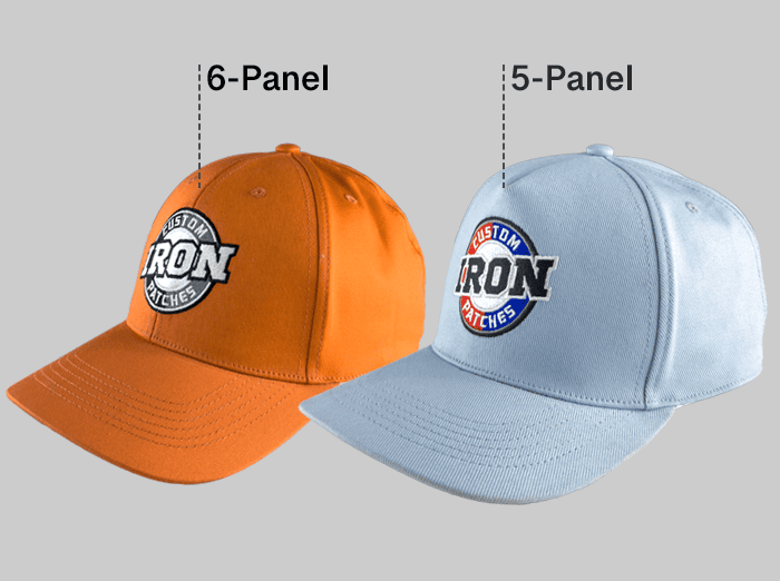 Comparison between 5-panel and 6-panel custom hats.