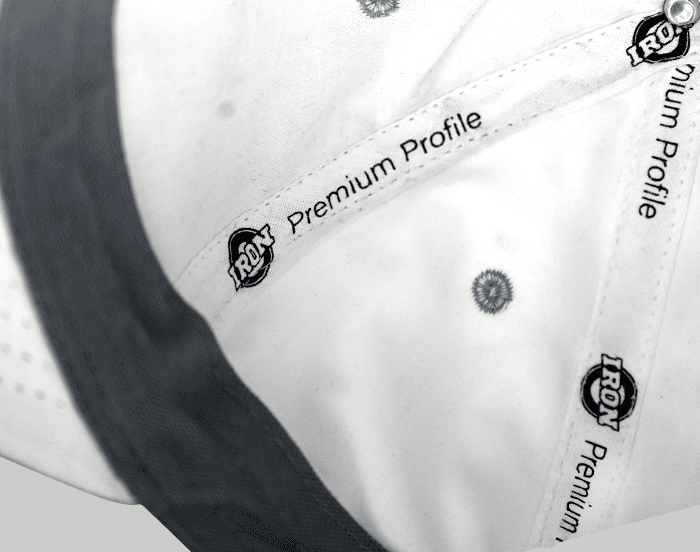 Personalized hat labels for branding and customization.